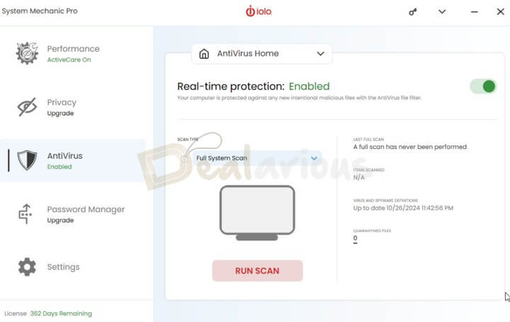 Interface of iolo System Mechanic Professional