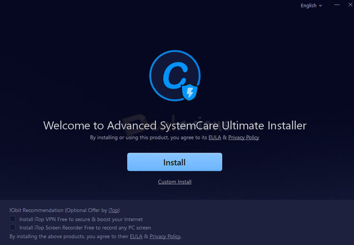 Advanced SystemCare Ultimate 18 installer showing optional offer checkbox during installation.