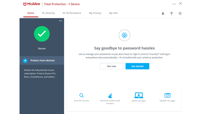 Mcafee Total Protection Home Screen