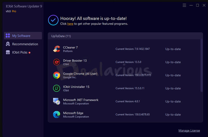 Iobit software updater pro home screen.