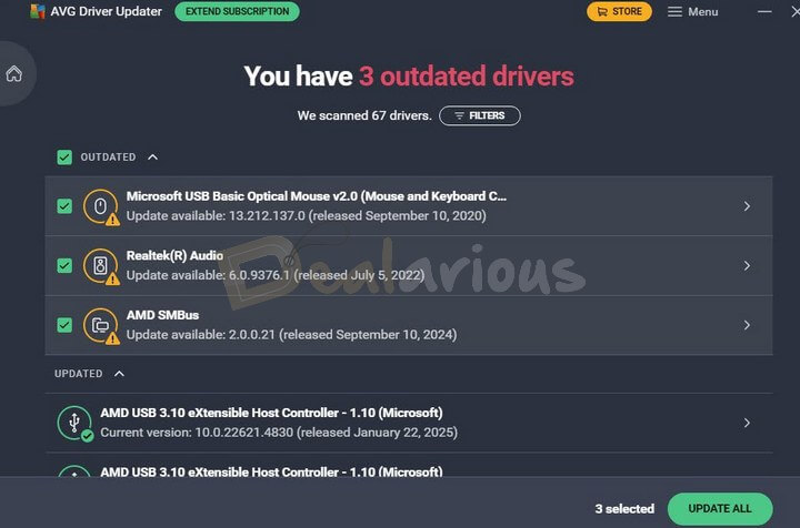 Avg Driver Updater Interface