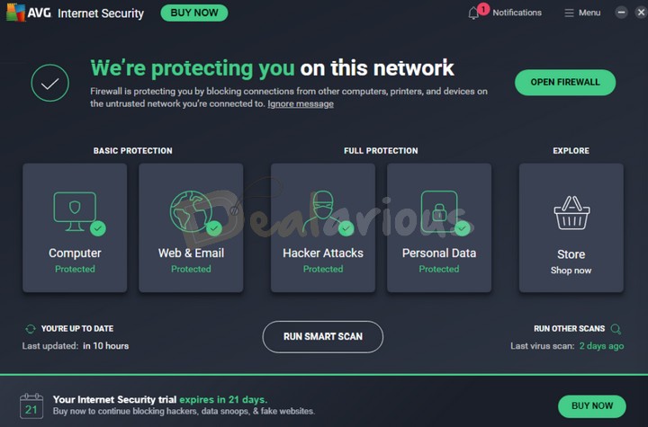 AVG Internet Security Interface