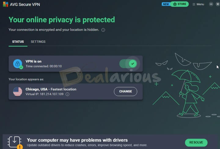 AVG Secure VPN Interface