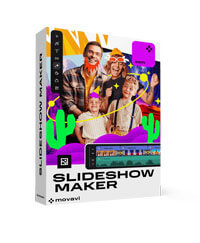 Movavi Slideshow Maker box image – slideshow creation software with built-in transitions and effects