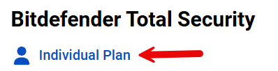 identify Bitdefender Total Security Individual Plan