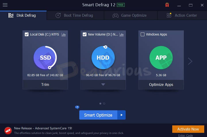 IObit Smart Defrag 12 Smart Optimize IObit Smart Defrag 12 Smart Optimize with SSD and HDD selected
